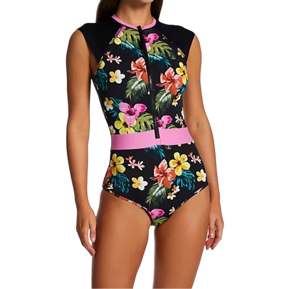 Body Glove - - Body Glove Women's Standard Stand Up Zip Front Paddle One Piece Swimsuit With UPF 50 , Ethos
